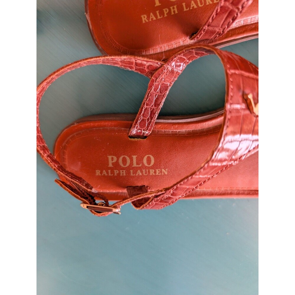 Polo Ralph Lauren Tierney Girls Faux Leather Sandals Preppy Classic Kids Sz 13 image 3